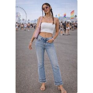 Funky Soul Cropped Flare Jeans size 0 Raw Hem Y2K Festival Streetwear Casual